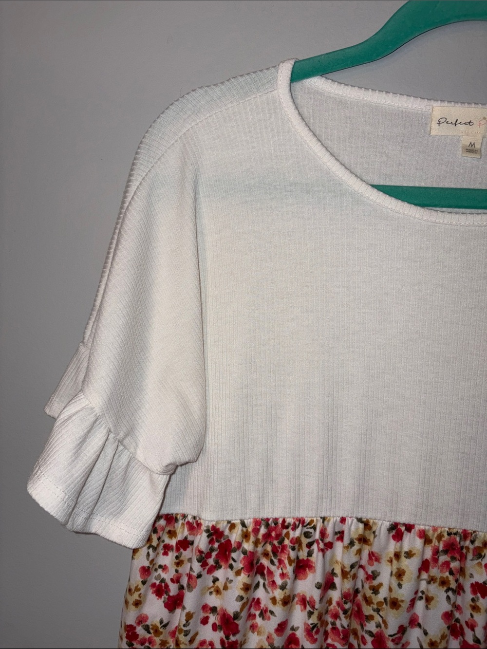 Perfect Peach Women's White Ribbed Scoop Neck Dress M - Picture 3 of 5